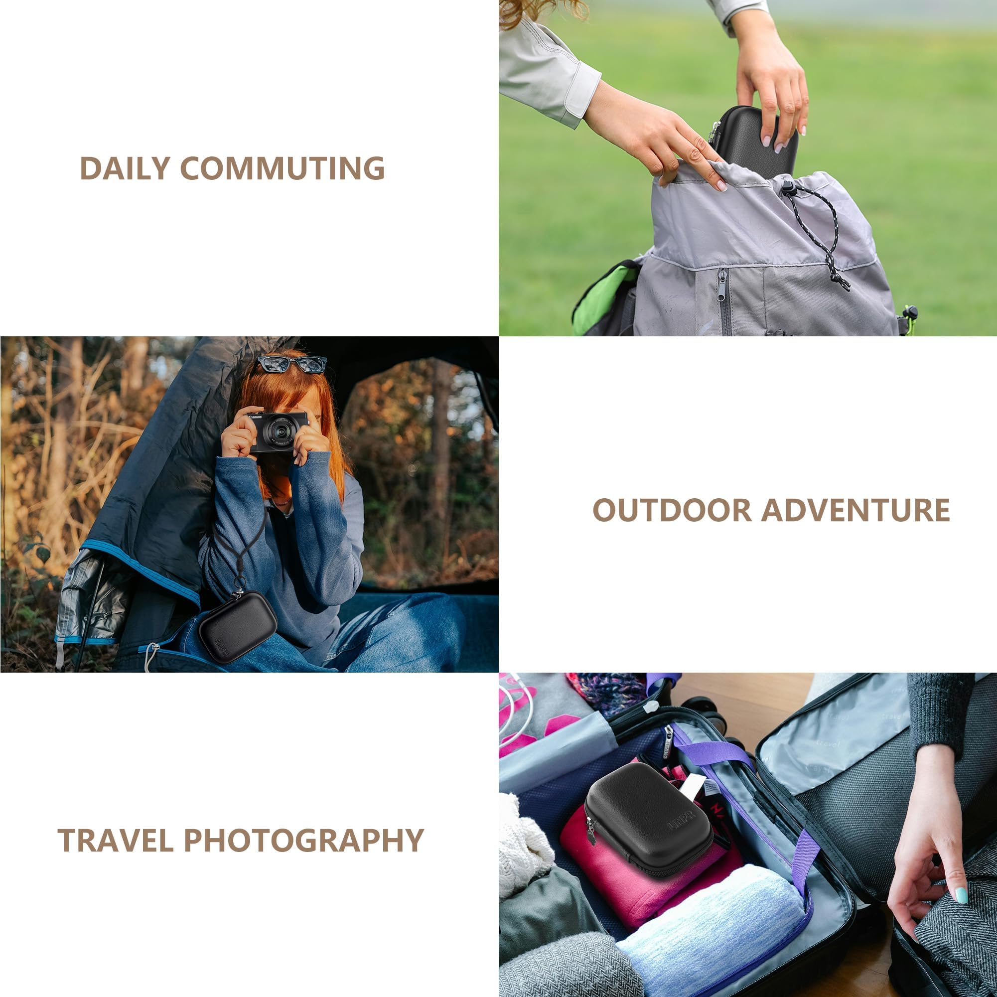 Digitalkamera Tasche für Canon Powershot G7X Mark III/ SX740/ Sony ZV-1/ RX100 VII/Panasonic ZS99/ LUMIX TZ100, Aufbewahrungsbox für Kompaktkameras mit Trageband (Schwarz)
