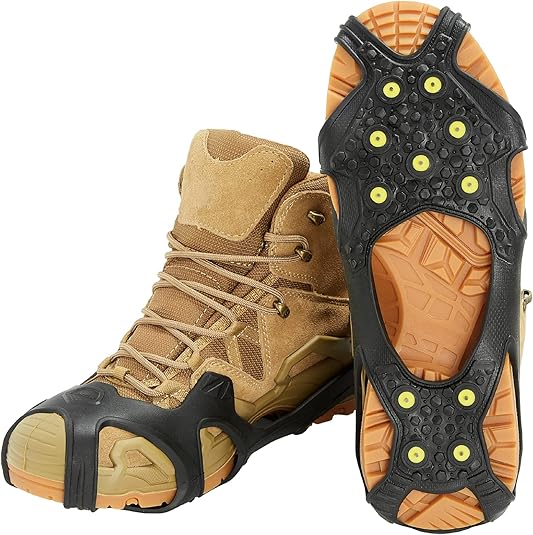 ICETRAX Pro Tungsten Grip Winter Ice Cleats for Shoes and Boots - Snow and Ice Grips, StayON Toe, Reflective Heel