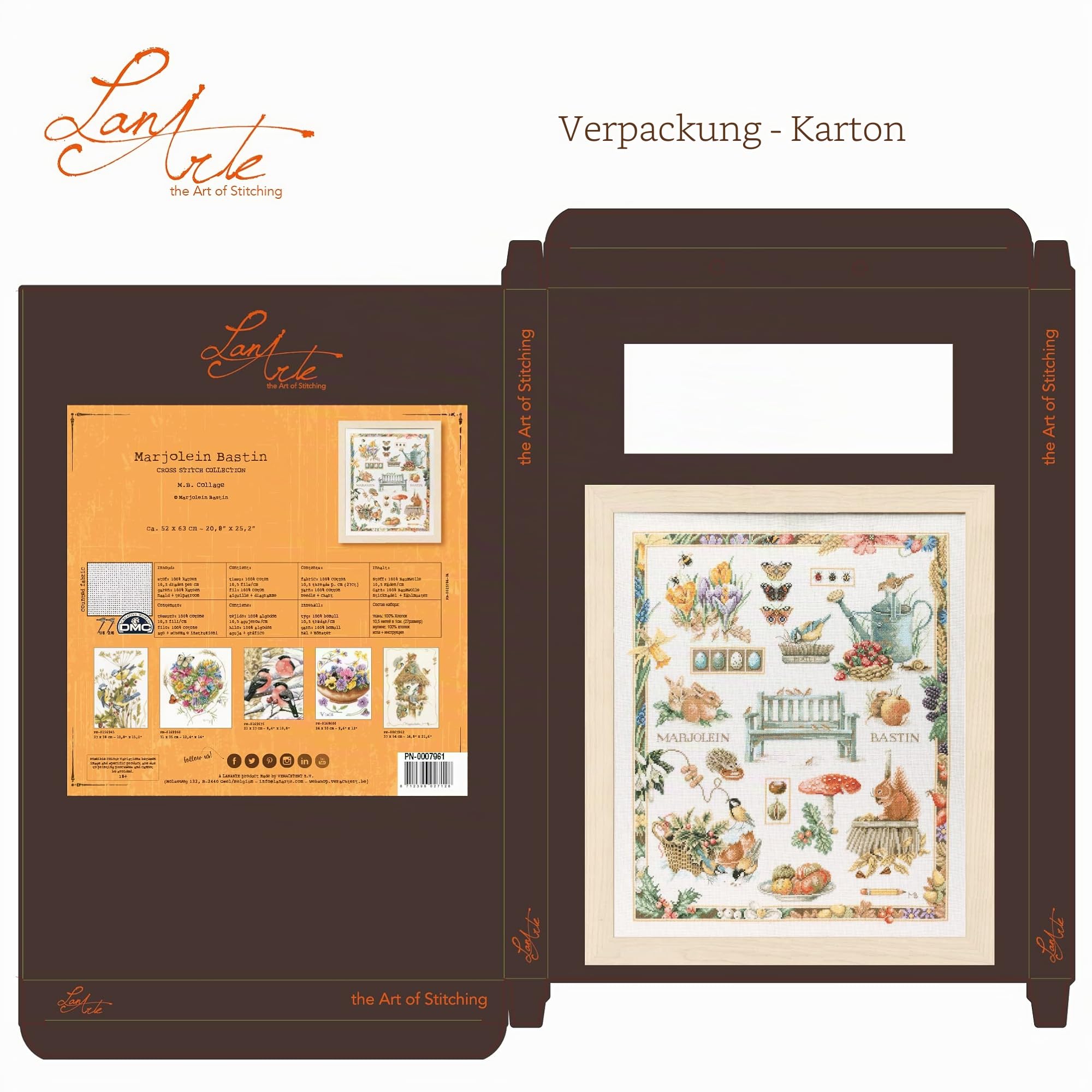 LanArte Kreuzstich Stickpackungen für Erwachsene, Kreuzstich Set vorgedruckt mit Stickbild auf 100% Baumwoll Stoff und Stickgarn, Stickvorlagen 52 x 63 cm mit Anleitung, 4 Jahreszeiten