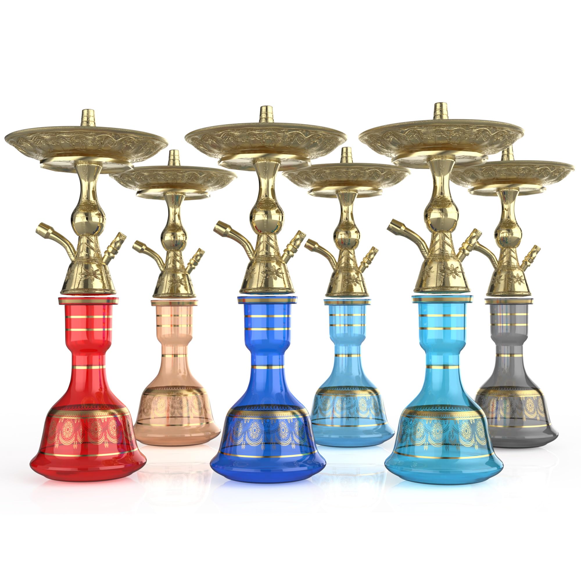 Luna Hookah Premium Travel Tradi Shisha Set Completo Absoluto Diseño Elegante | Pipa De Agua Tradicional De 43 cm Con Cabeza De Piedra, Chimenea, Manguera Tradicional Y Pinzas (Azul Oscuro)