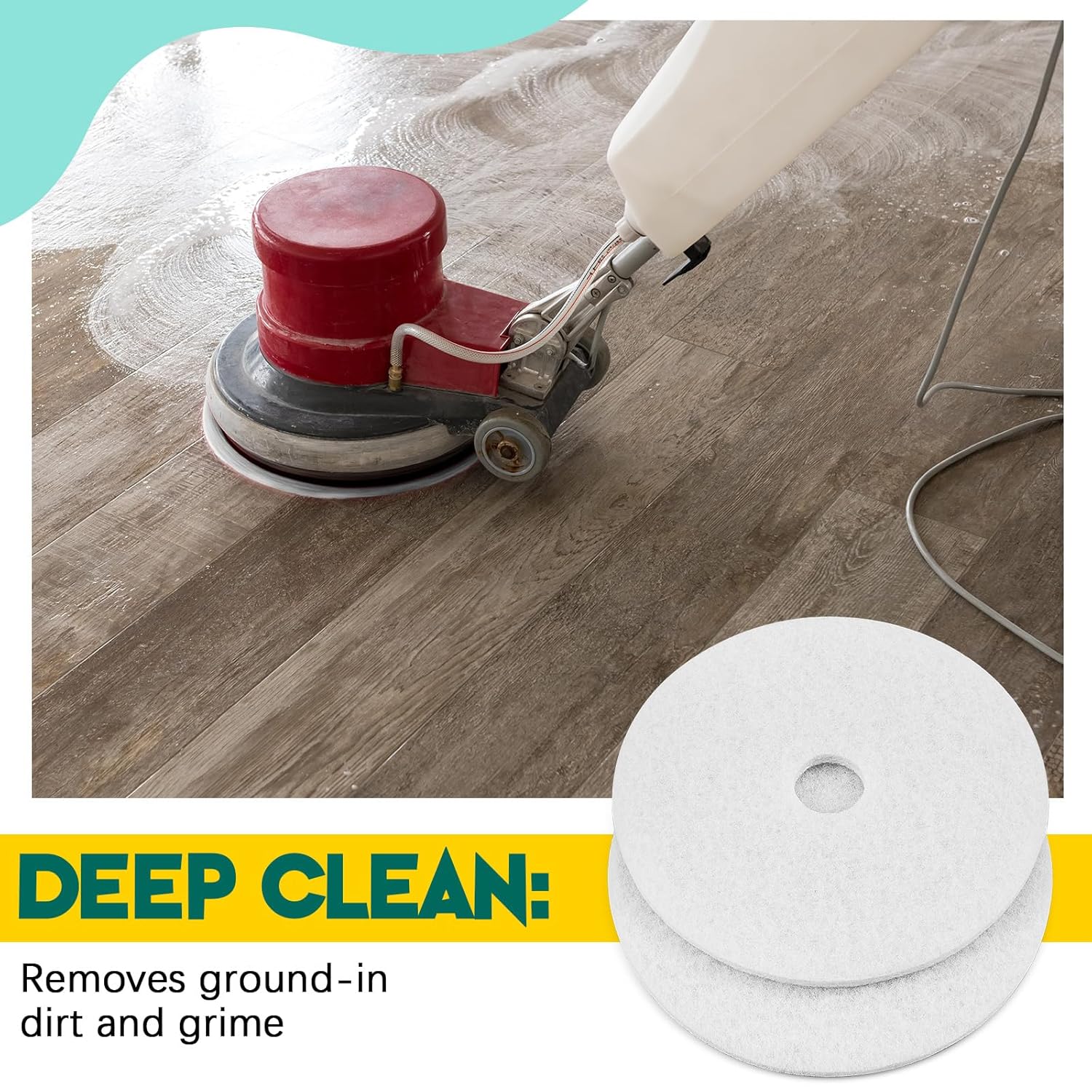 Teenyyou 20" White Scrubbing Pads Commercial Cleaning Orbiter Pads-Maintenance Non Woven for Floor Buffer Machine 2 Pcs