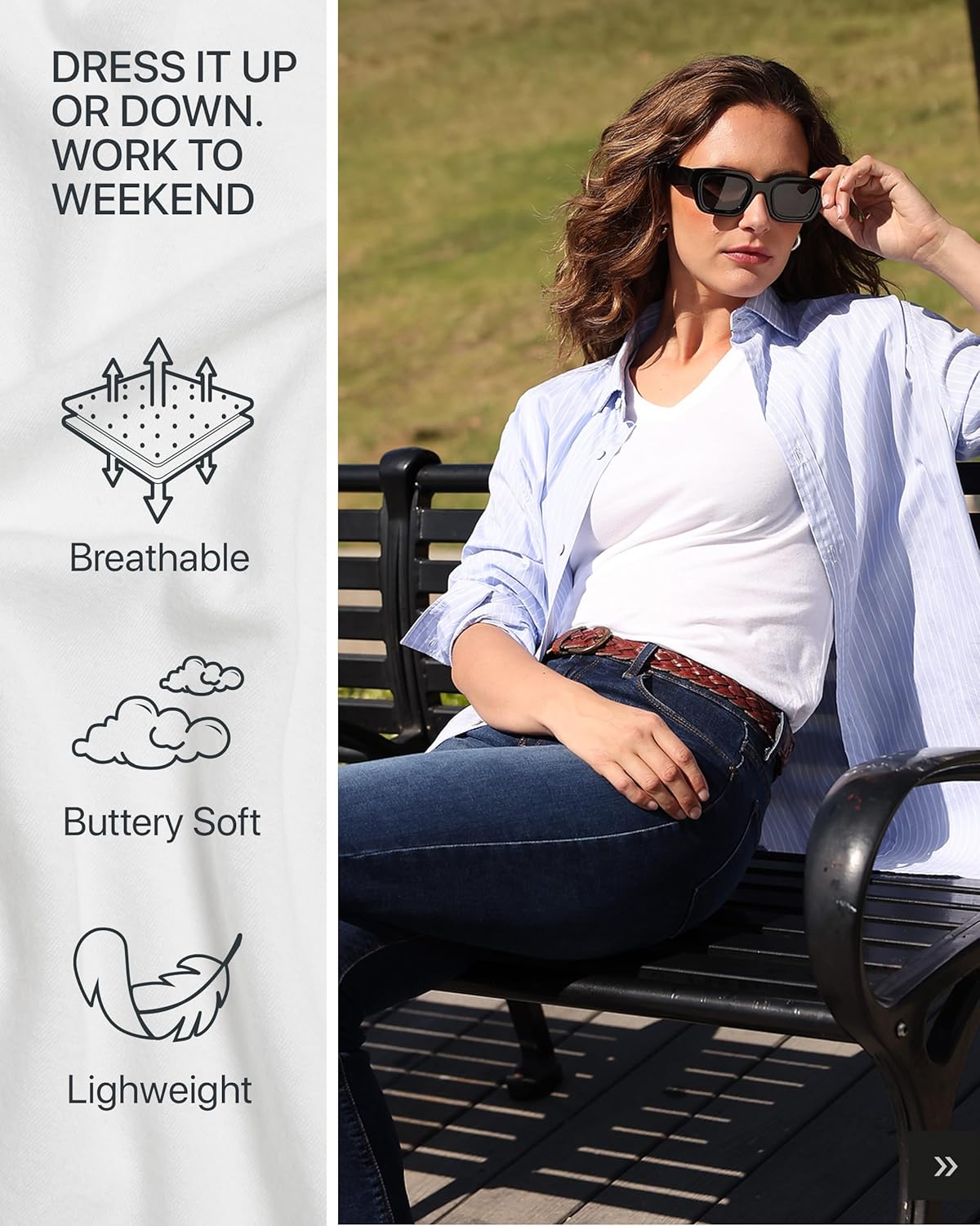 Mott & Bow 3 Pack Women's Fitted V-Neck T-Shirt, L Black, Crimson and White. - Image 8