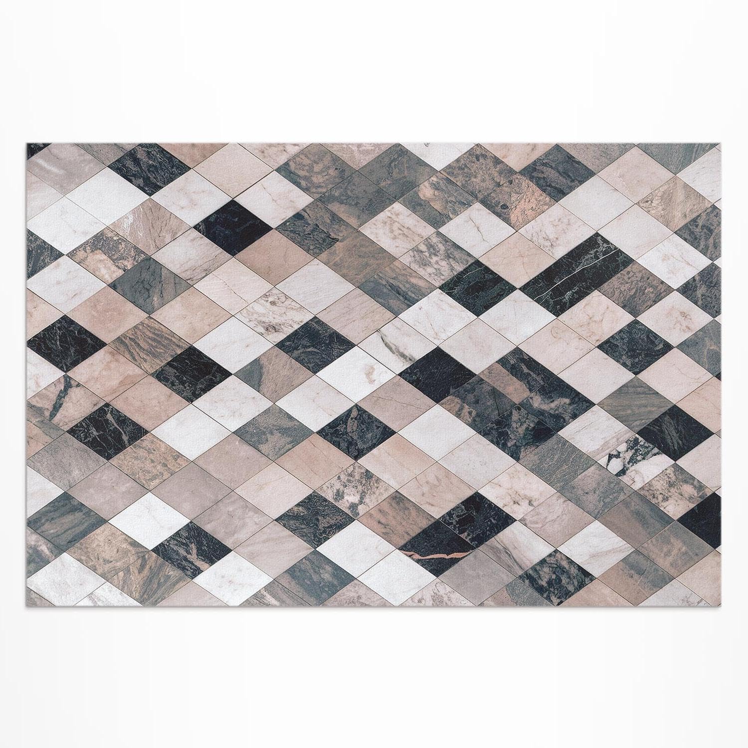 Tapis en vinyle 120x180 cm imperméable à motif mosaïque de losanges pour l'extérieur