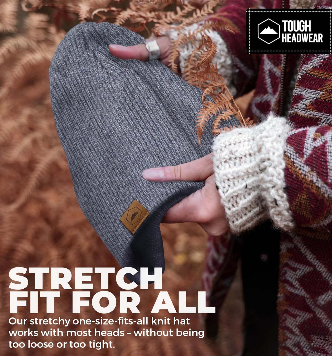 Tough Headwear Merino Wool Beanie Cap - Moisture-Wicking Winter Hats for Women - Stretchy Men’s Beanie - Soft Wool Cap - Image 5