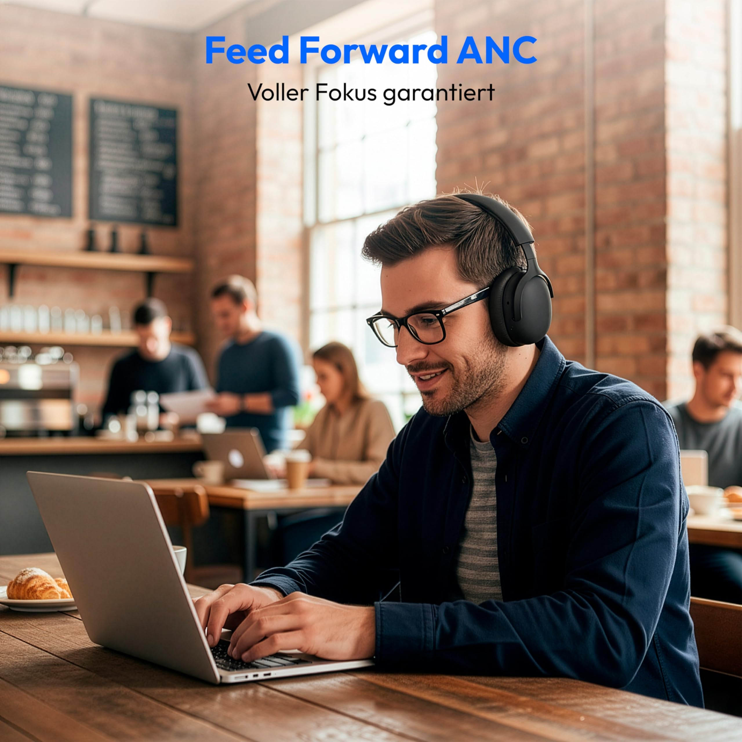 MEDION cuffie Over Ear HX-1 Plus (wireless, Feed Forward Noise Cancelling, Bluetooth 6.0, 5+1 preset EQ, fino a 100 h di autonomia, protezione dagli spruzzi IPX4), nero