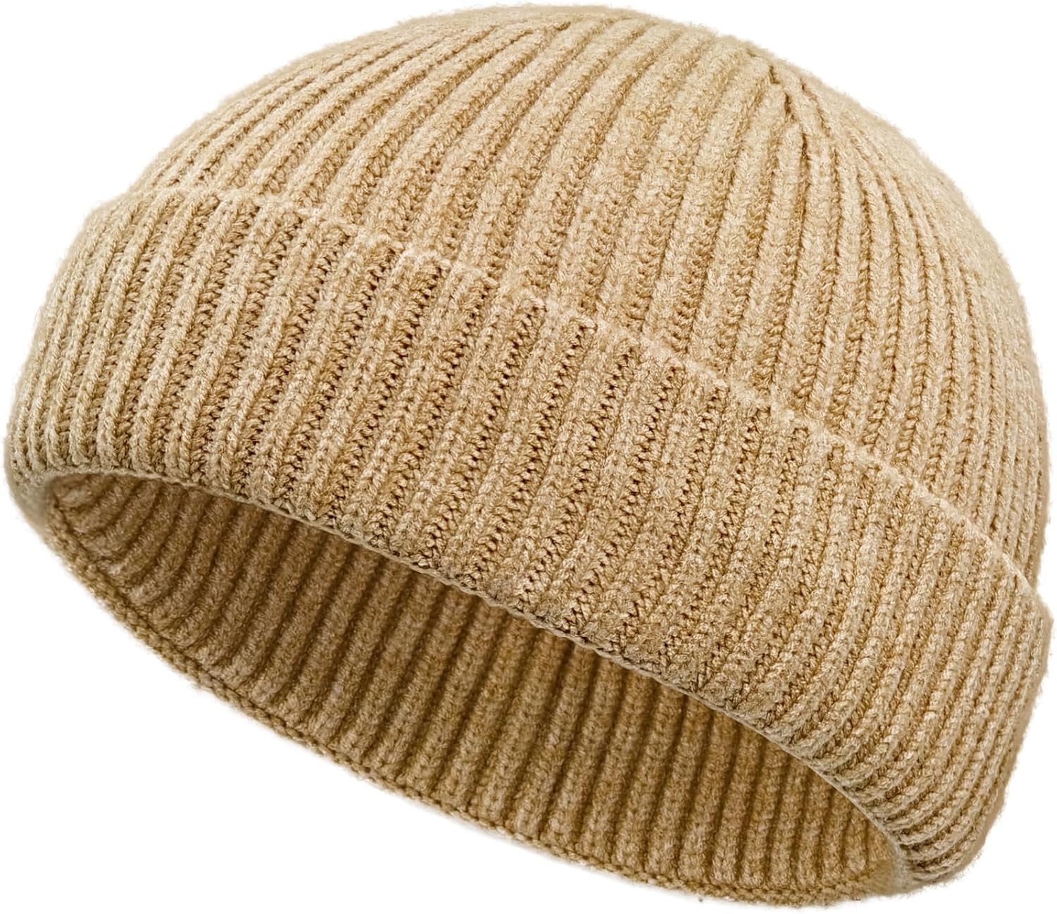 Wool Fisherman Beanies for Men Women, Short Knit Fall Winter Warm Beanie, Watch Cap, Cuffed Trawler Hats, Skull Caps