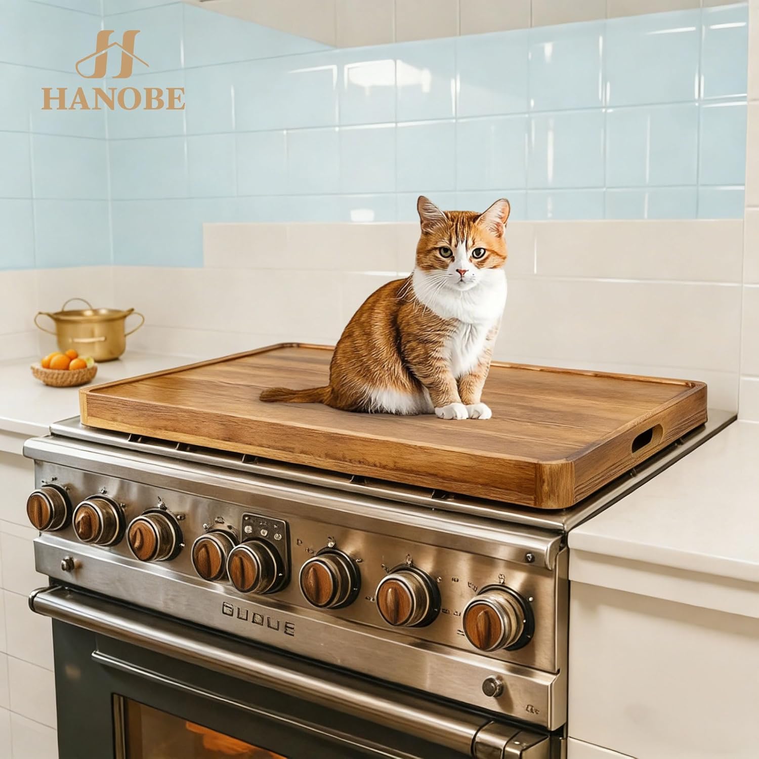Hanobe Noodle Board Stove Cover: Wood Stove Top Boards with Handles for Electric Gas