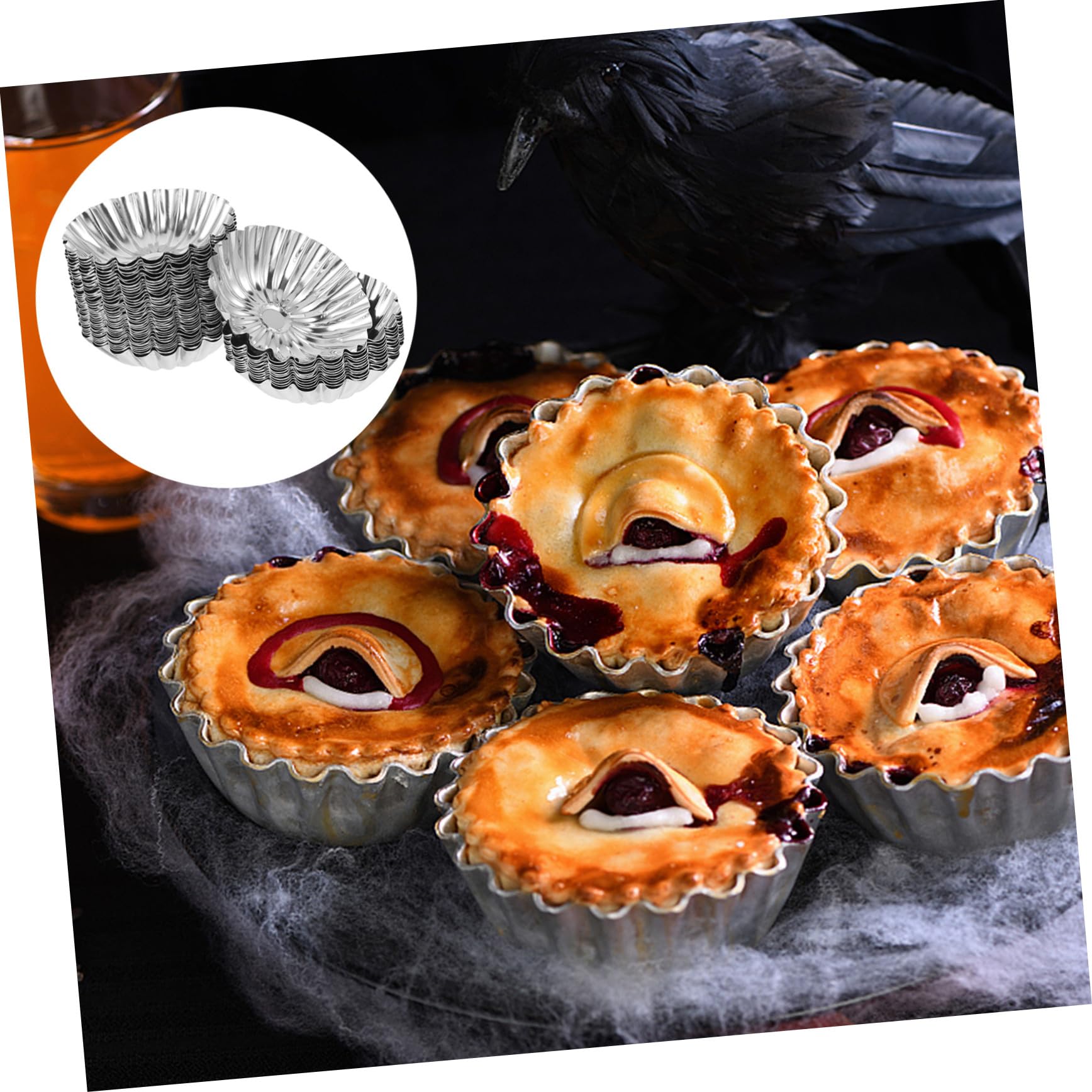ERINGOGO 50stücke Edelstahl Kleine Tarteförmchen für Hausgemachte Eier Tarts und Desserts Antihaft Muffinformen für Bäckerei und Backliebhaber