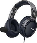 BINNUNE Gaming Headset with Mic for PC PS5 PS4 Xbox 1 NS, Wired Gaming Headphones with Microphone for PS 4|5 Xbox1-White