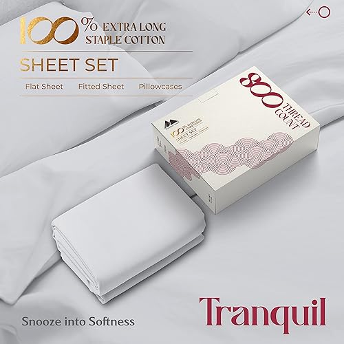 Miniatura 4 de Mayfair Linen Sábanas 100% algodón egipcio, tamaño individual, 800 hilos altos, sábanas individuales extralargas de 3 piezas para dormitorio, sábana