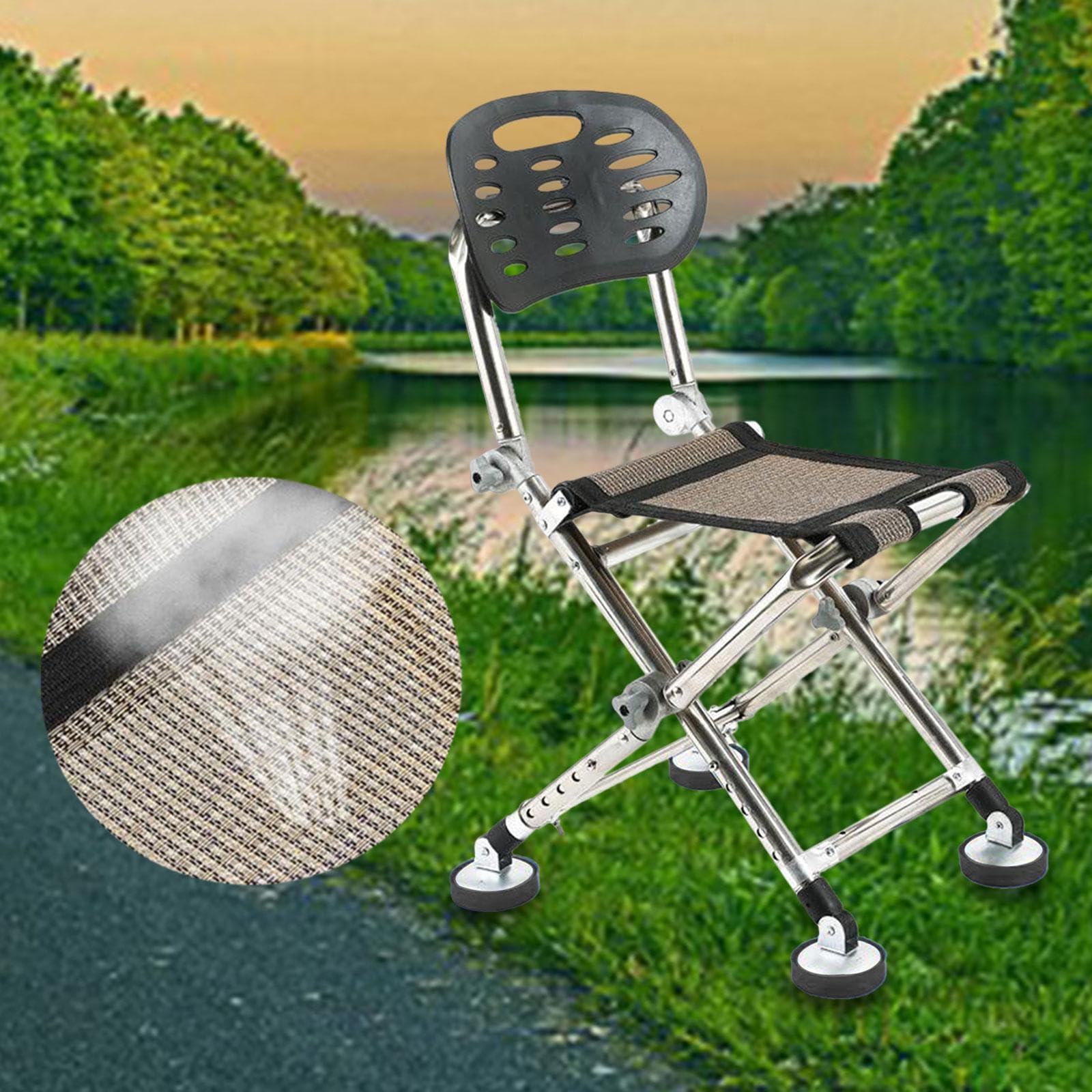 harayaa Tabouret de Camping Robuste et Pliable avec Dossier, Doté de 5 Pieds Télescopiques, Idéal pour La Pêche, La Randonnée, L'intérieur et L'extéri