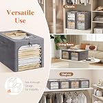Lifewit 6 Pack Clothes Storage Bins with Metal Frame, Foldable Clothing Storage Bins, 40L Stackable Storage Box Storage Bags Fabric Bins Organizer with Lids, Clear Window＆ Zippers＆ Sturdy Handles