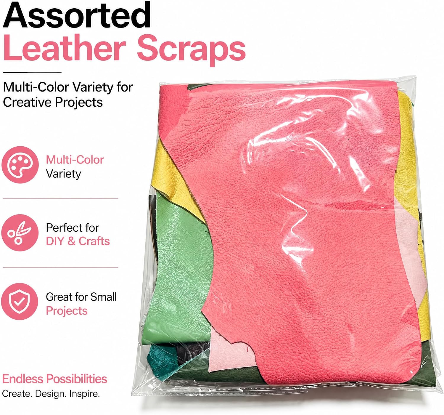 1LB Colorful Genuine Leather Scraps, Large Cowhide Pieces for Crafts image 2