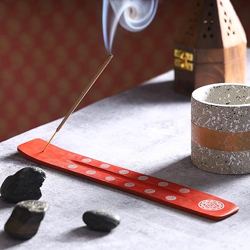 Miniatura 8 de Bless-International Soporte Tradicional Hecho a Mano de Madera para Varillas de Incienso, Recogedor de Cenizas para Aromaterapia, Meditación, Yoga