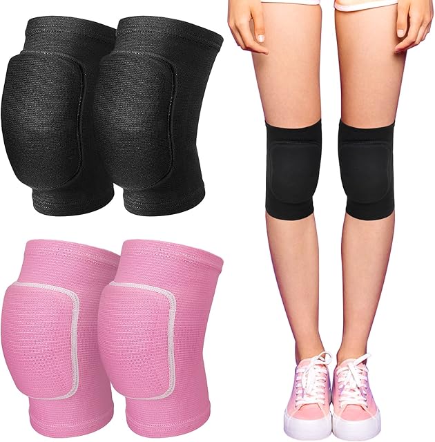 Firtink 2 Pairs Stretchy Dance Knee Pads, Breathable Knee Brace Supports Knee Protector with Soft Sponge for Dance Yoga Sport Exercise(M)