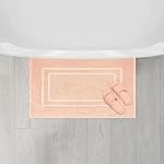 Feather & Stitch 100% Tapis de bain en coton Terry, 2 Serviettes de bain comme des tapis de bain (30x21 Salle de bain Douche De sortie tapis de sol de baignoire [NOT Une rug salle de bains] Soft Absorbent Lavable Mats- Pêche pâle