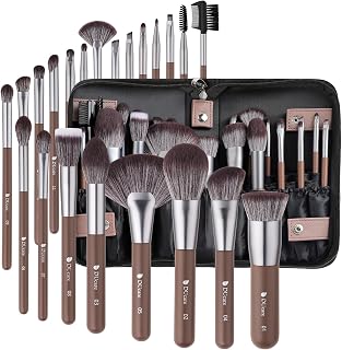 DUcare 22Pcs Professional Makeup Brush Set with Foldable Bag - Premium Synthetic Kabuki, Foundation, Powder, Blush & Eye Brushes, Vegan FSC Wood Handles