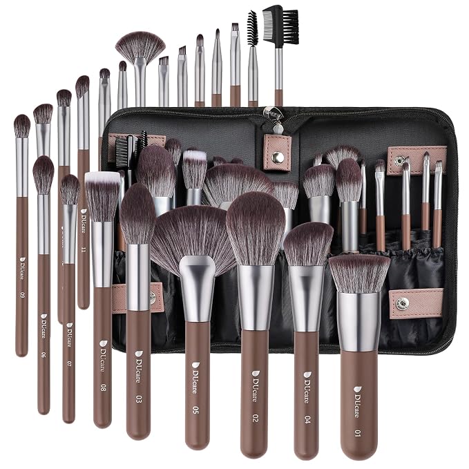 DUcare 22Pcs PRO Makeup Brushes Professional with Bag Makeup Brush Set Premium Synthetic Kabuki Foundation Blending Brush Face Powder Blush Concealers Eye Shadows