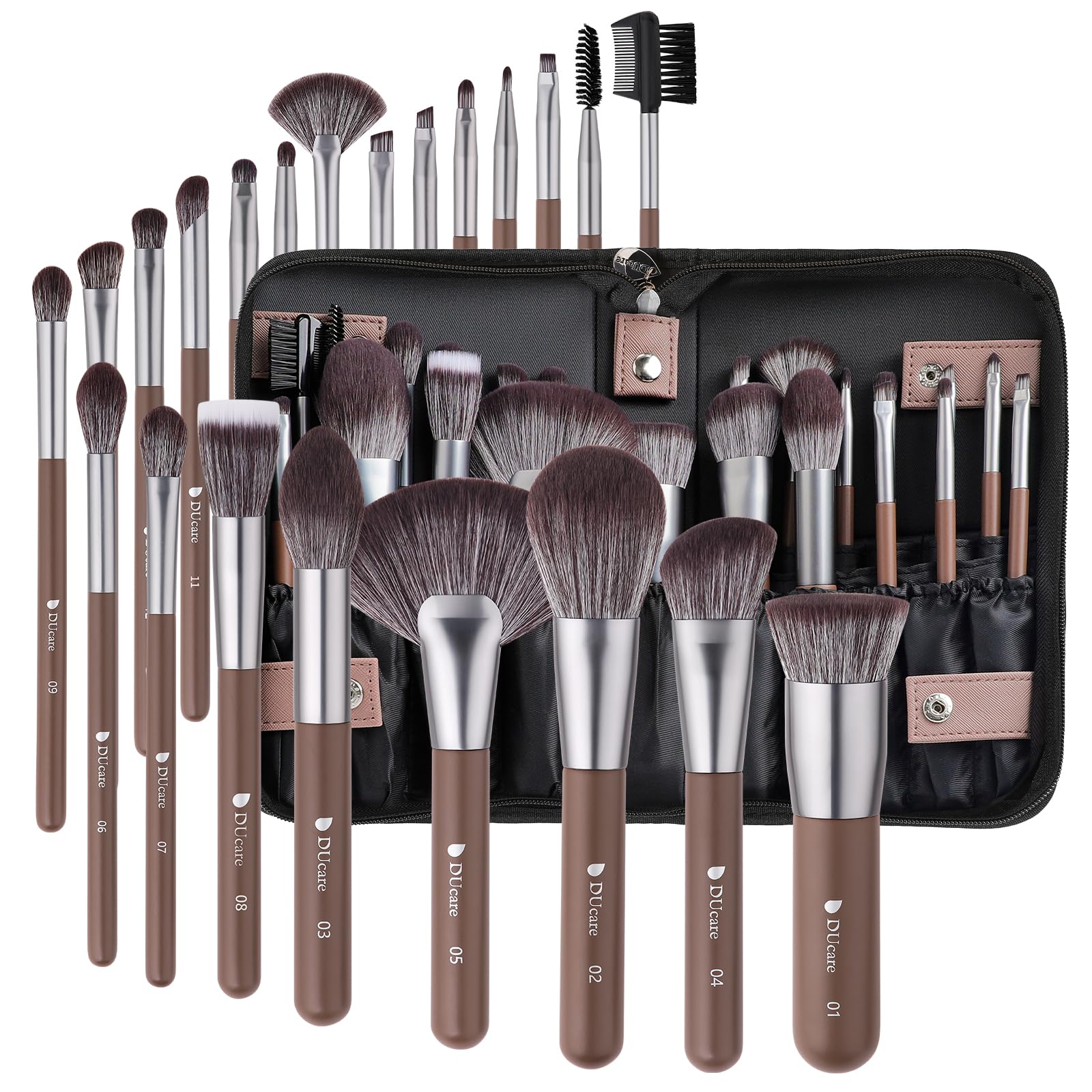DUcare Makeup Brushes Professional with Bag 22Pcs Makeup Brush Set Premium Synthetic Kabuki Foundation Blending Brush Face Powder Blush Concealers Eye Shadows with Case