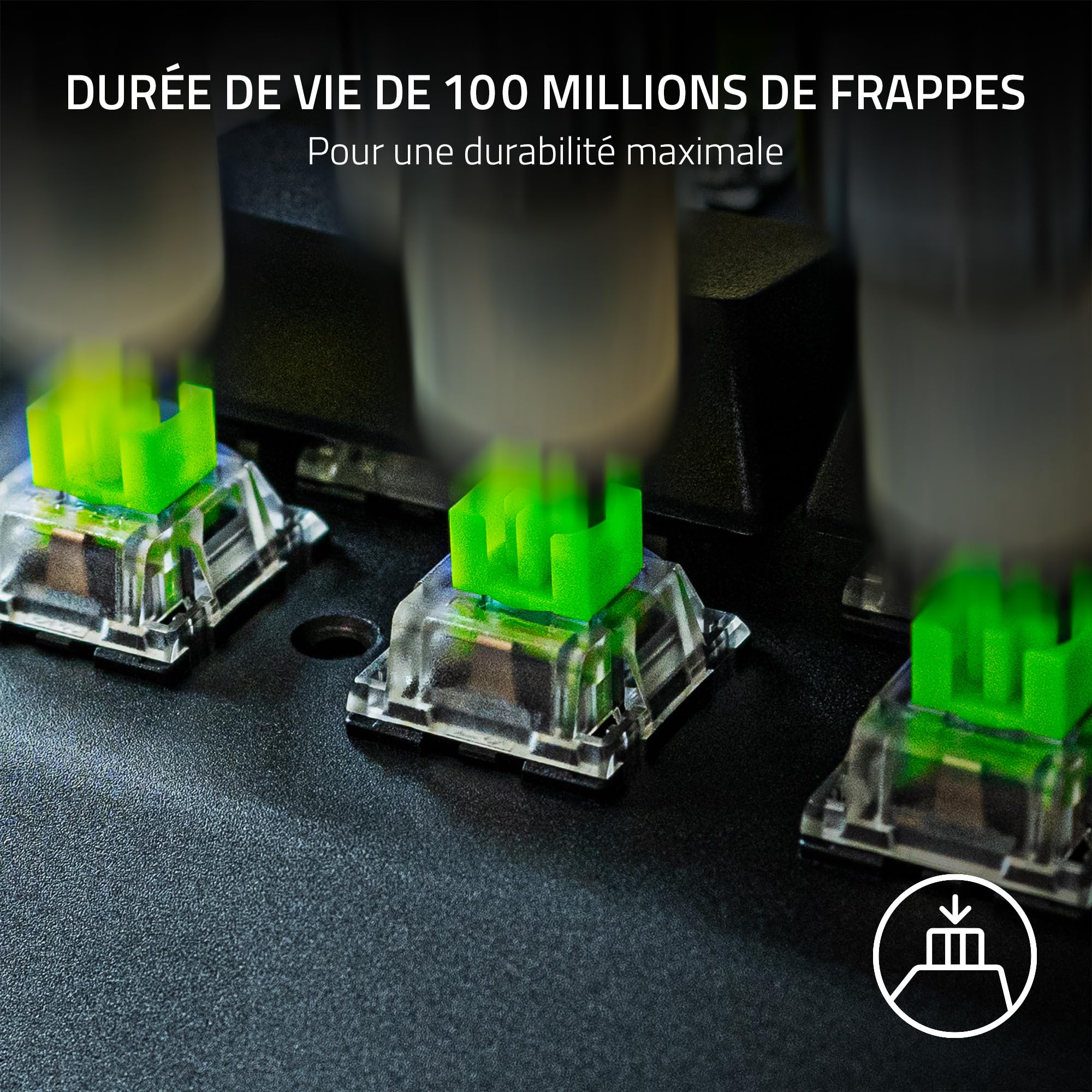 Razer Pack de Switches Mécaniques - Switches Verts Clicky (3e Gén, Logement de switch transparent avec lentille LED, Jusqu'à 100 millions de frappes, Connecteurs à 3 broches polyvalents)