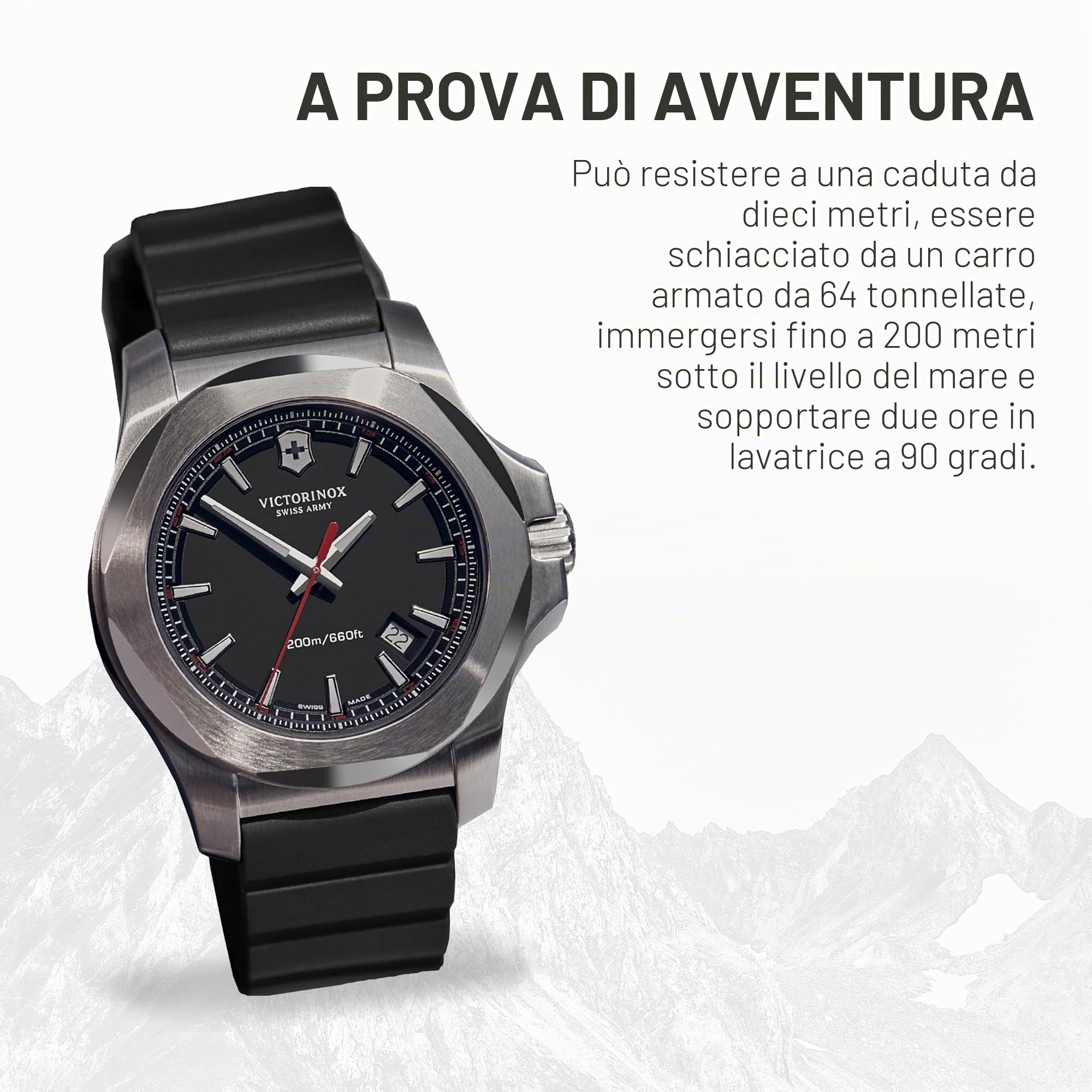 Victorinox Orologio Uomo I.N.O.X. Ø 43 mm, Swiss Made, Quarzo Analogico, Impermeabile fino a 200 m, Vetro Zaffiro