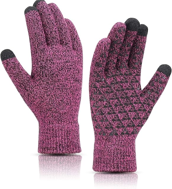 SIMIYA Winter Warm Gloves, Touchscreen Knitted Gloves, Anti Slip Thermal Windproof Driving Running Cycling Gloves for Men Women