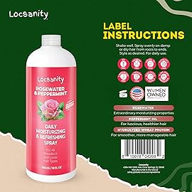 Locsanity Rosewater and Peppermint Daily Moisturizing Spray - Jumbo Size Hydrating Dreadlock Spray to Nourish the Scalp and Protect Hair From Oil and Buildup (32oz)