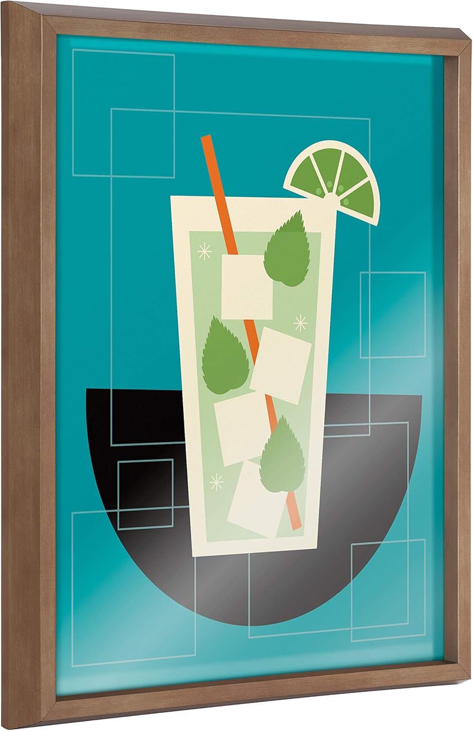 Kate and Laurel Blake Mojito Framed Printed Glass Wall Art by Amber Leaders, 16x20 Gold, Cute Bar Art for Wall