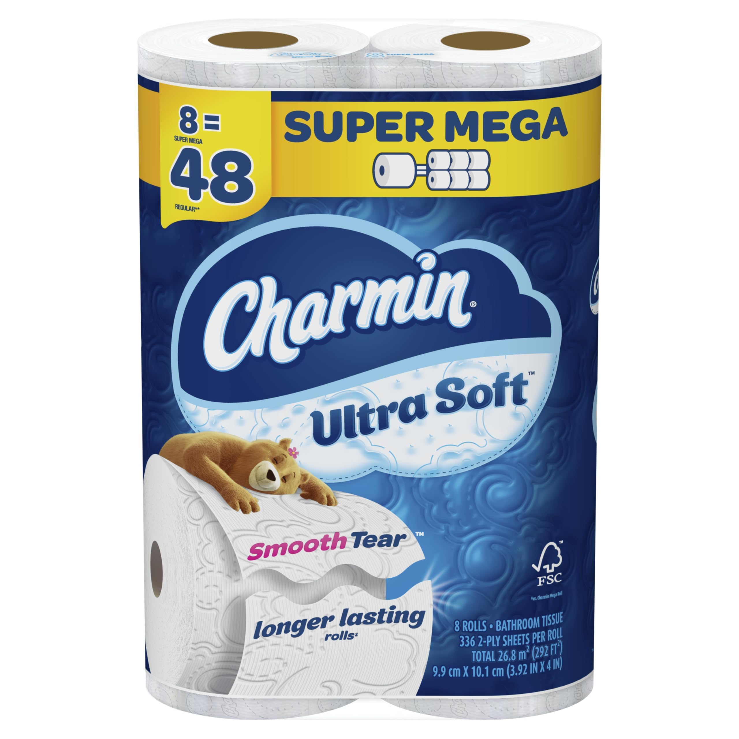 Charmin Ultra Soft Toilet Paper 8 Mega XL Rolls, 336 Sheets Per Roll (Packaging May Vary)