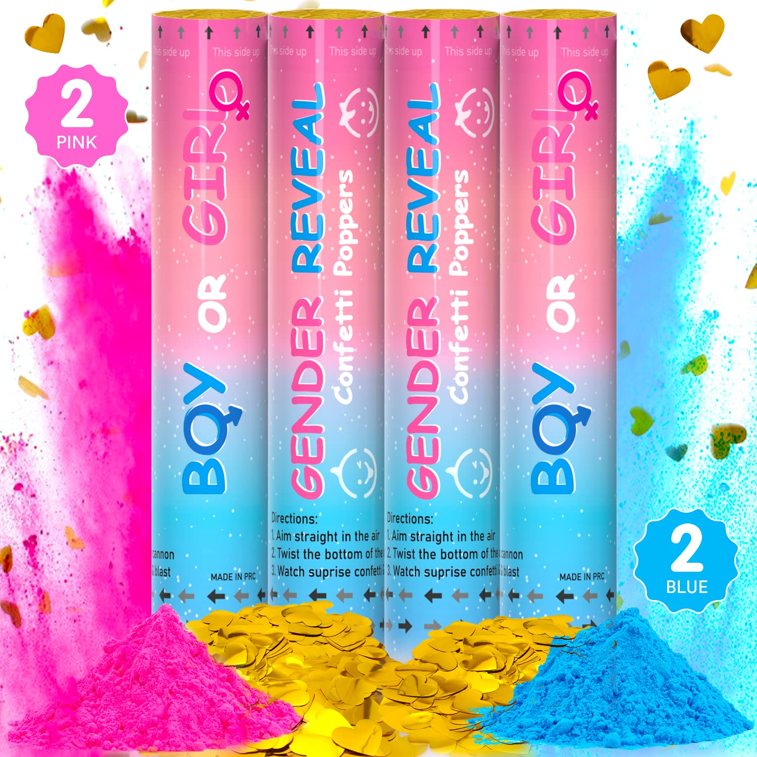 Buy Lymor Premium Gender Reveal Powder Confetti Cannon 2 Blue & 2