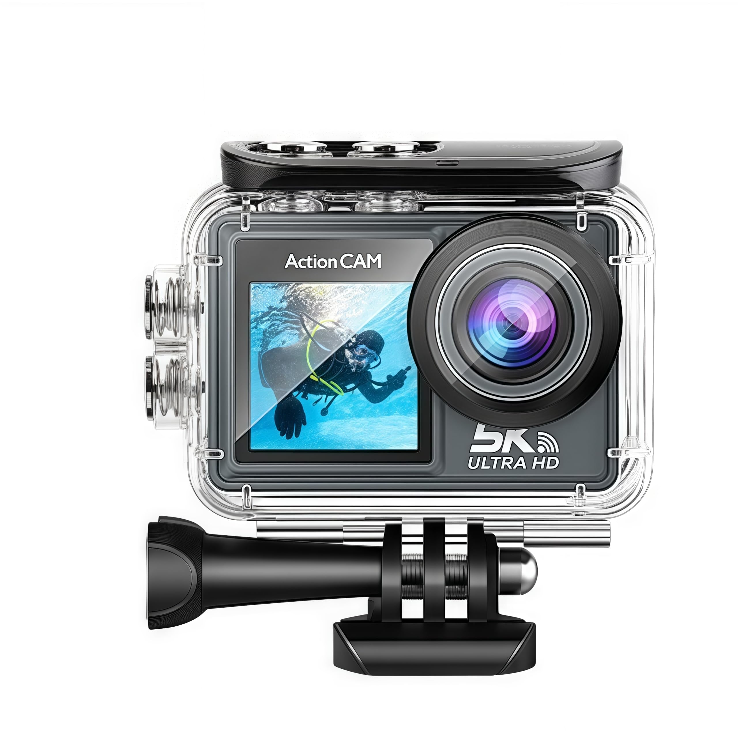 MEIION Puruxe Caméra Sport 5K HD étanche WiFi écran Double 64GB Memory Card Accessoires Inclus vidéo 4K 60 FPS