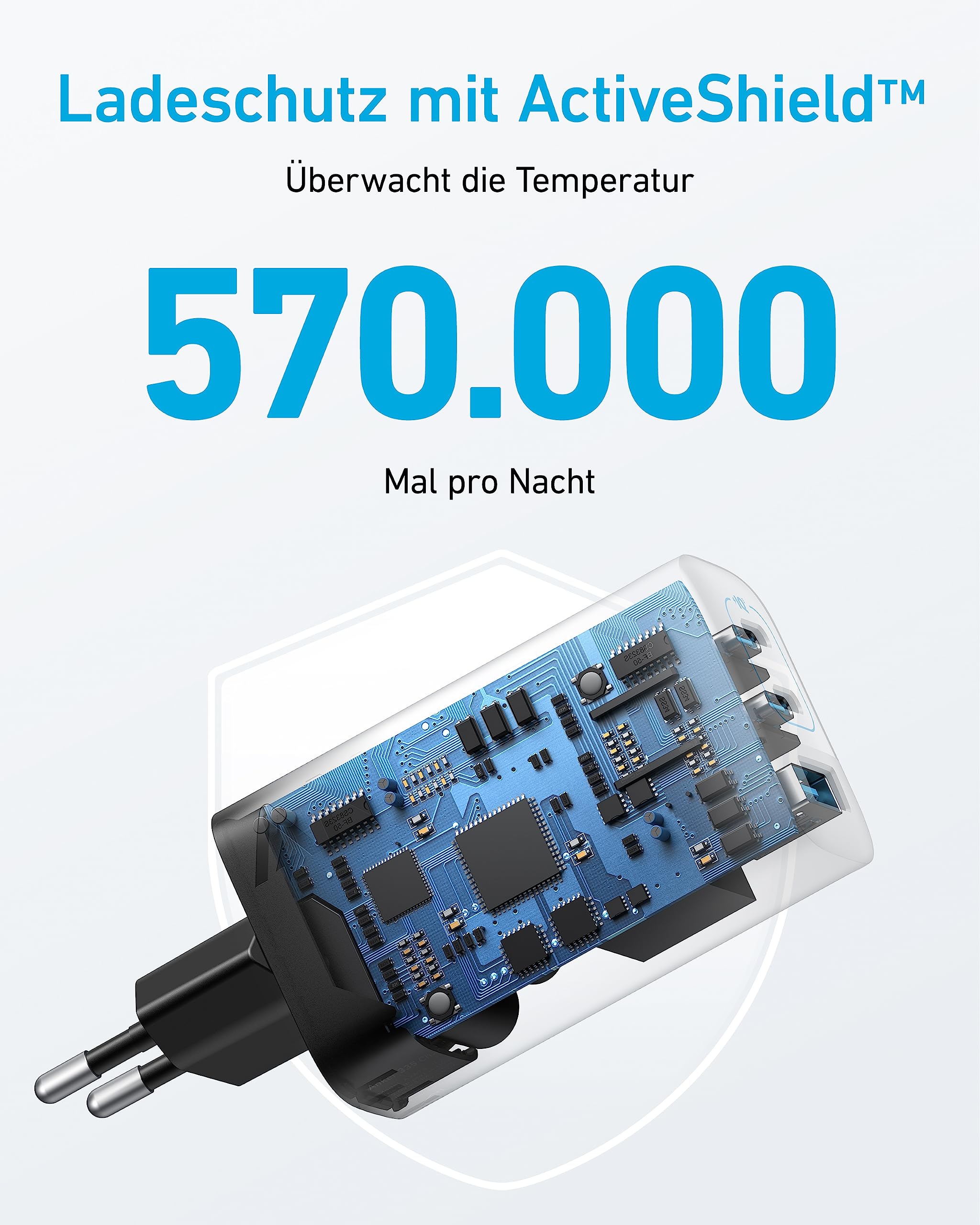 Anker 335 USB C Ladegerät 67W, 3-Port Schnellladegerät mit PIQ 3.0, PD Charger für iPhone 17/16/15, MacBook Pro, iPad, Galaxy, Pixel