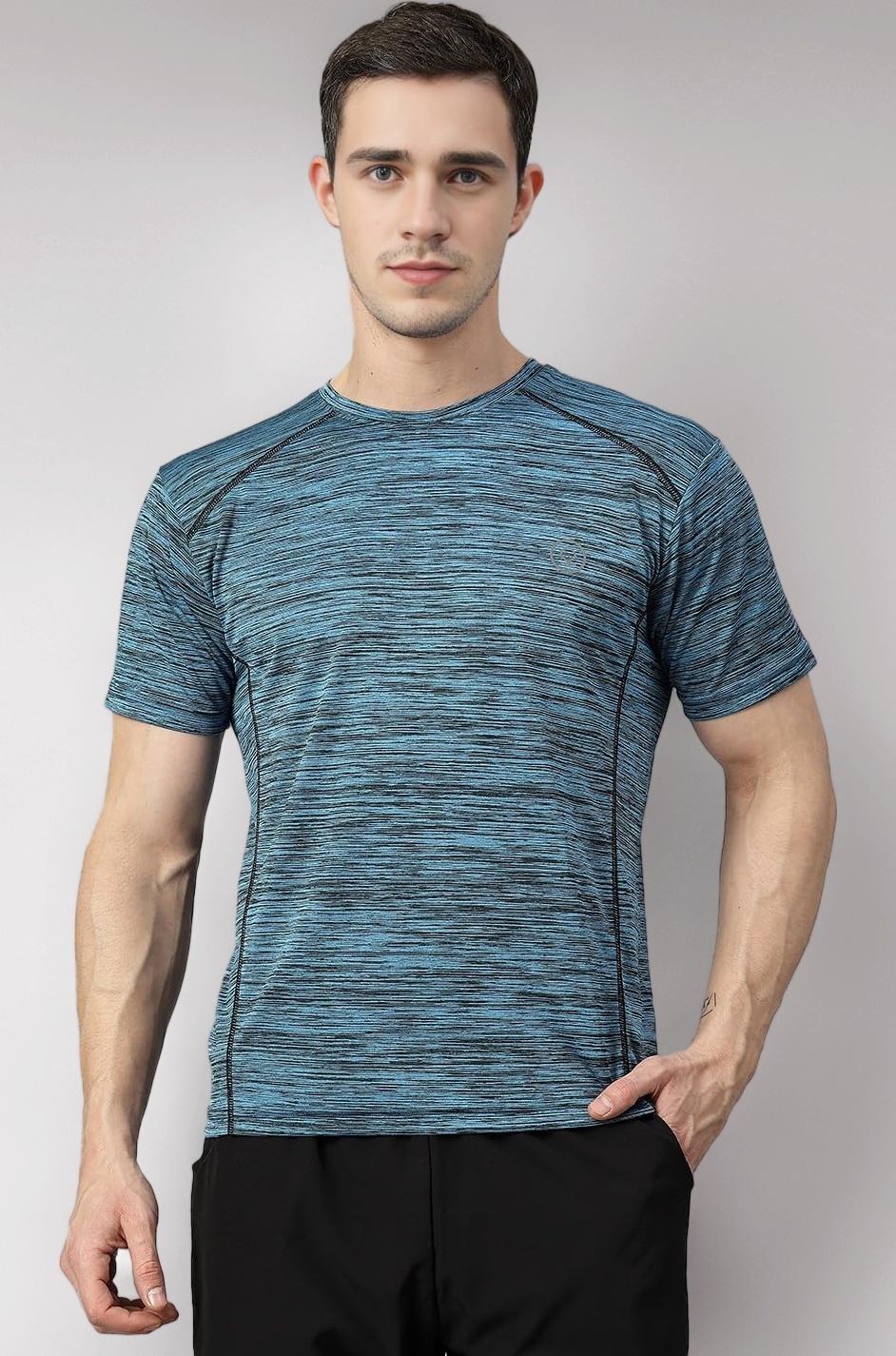 Men's Polyester Regular Fit Round Neck Regular Dry Fit Gym Sports T-Shirt