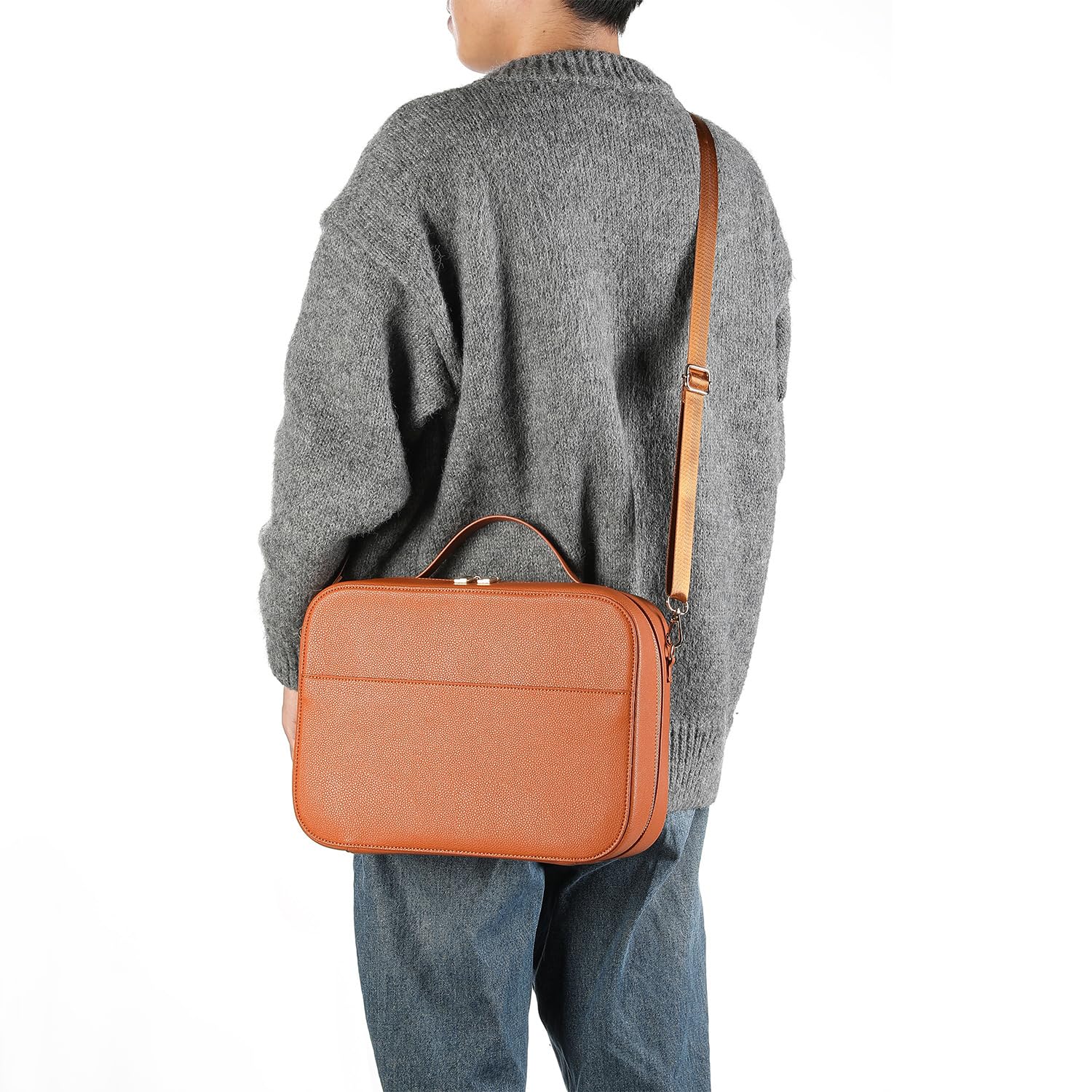 Borsa di stoccaggio per gli occhiali Vision Pro per la realtà virtuale, borsa antiurto per il trasporto a spalla, borsa da viaggio di grande spazio, custodia portatile per lo stoccaggio (Marrone)