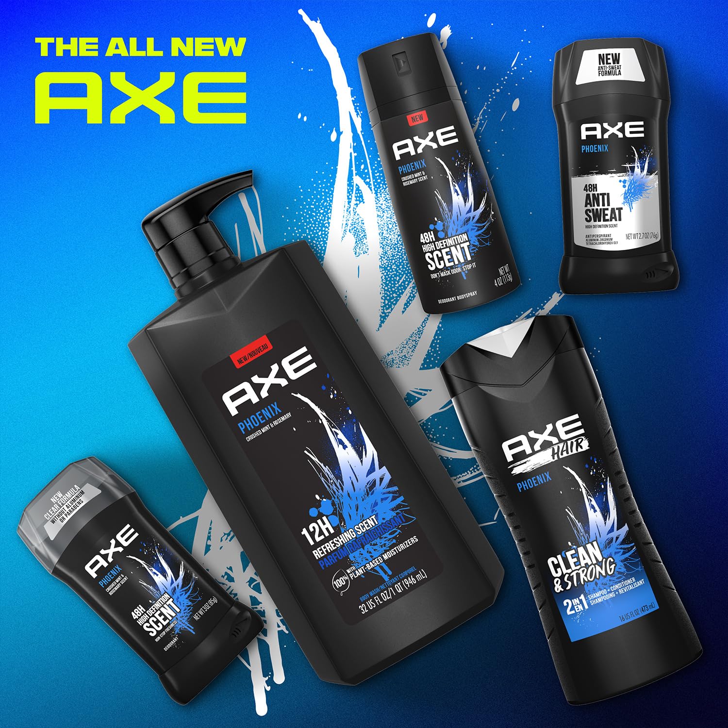 Gel de ducha y gel de ducha para hombre, Phoenix, paquete de 3, aroma vigorizante de menta triturada y romero, 32 onzas líquidas Ea 8