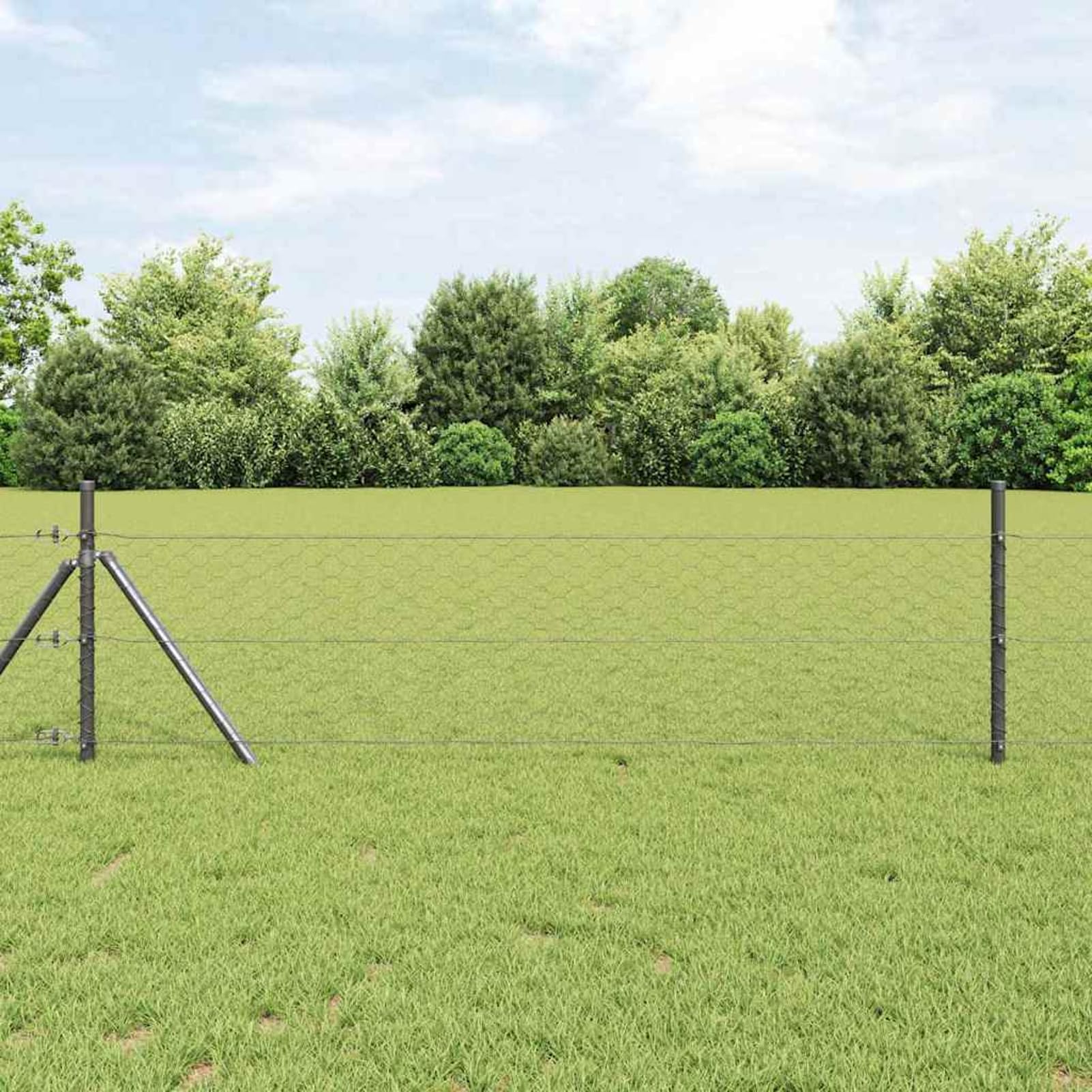 Ogrodzenie sześciokątne, szare, 50 x 1 m PCW | Sześciokątna konstrukcja zapewnia stabilność, odporność na warunki atmosferyczne, łatwa w pielęgnacji, szare tworzywo PCW