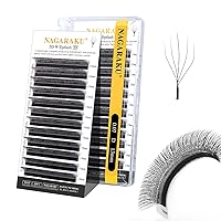 Vista 237 de NAGARAKU Extensiones de pestañas Double Tips 4D W, suministros con puntas dobles, gruesas con rizado D de 0.07 mm, bandeja mixta 8-15 mm