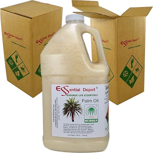 Aceite de palma - Certificado RSPO - Sostenible - Grado alimenticio - Kosher - No hidrogenado - 1 galón - Contenedor de polietileno de alta densidad