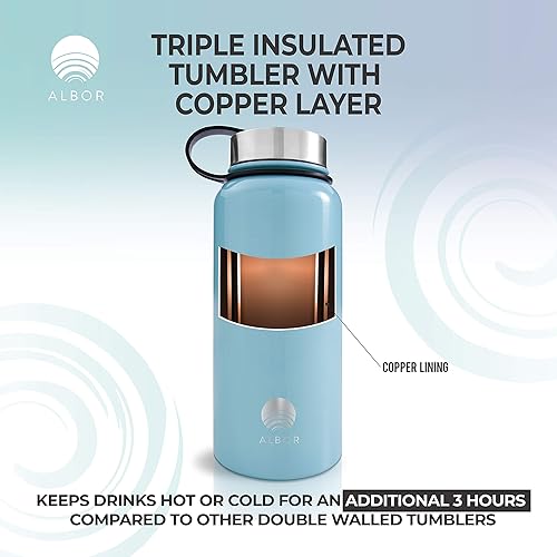 Miniatura 4 de ALBOR Botellas de agua aisladas con pajilla, botellas de agua aisladas, 32 onzas