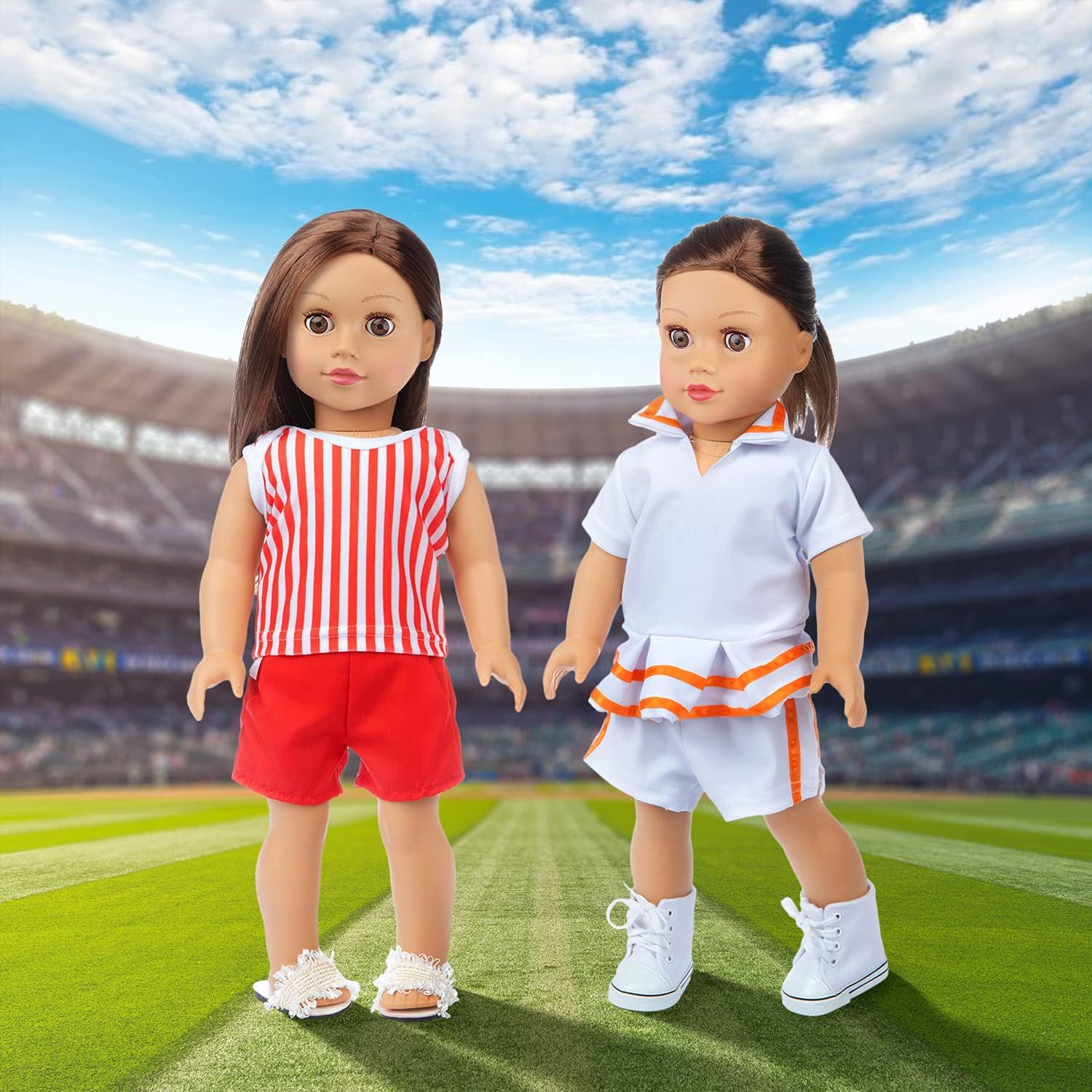 Ecore Fun Ramdon 10 Sets 18 Inch Doll Clothes Outfits Pajamas Dresses Hair Clips for 18 Inch Girl Doll