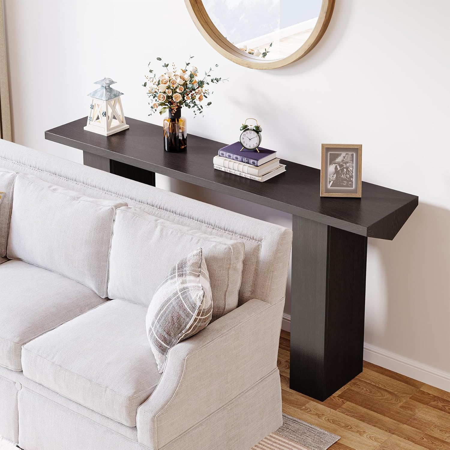 Tribesigns 62.99-Inch Long Sofa Console Table, Farmhouse Wooden Narrow ...