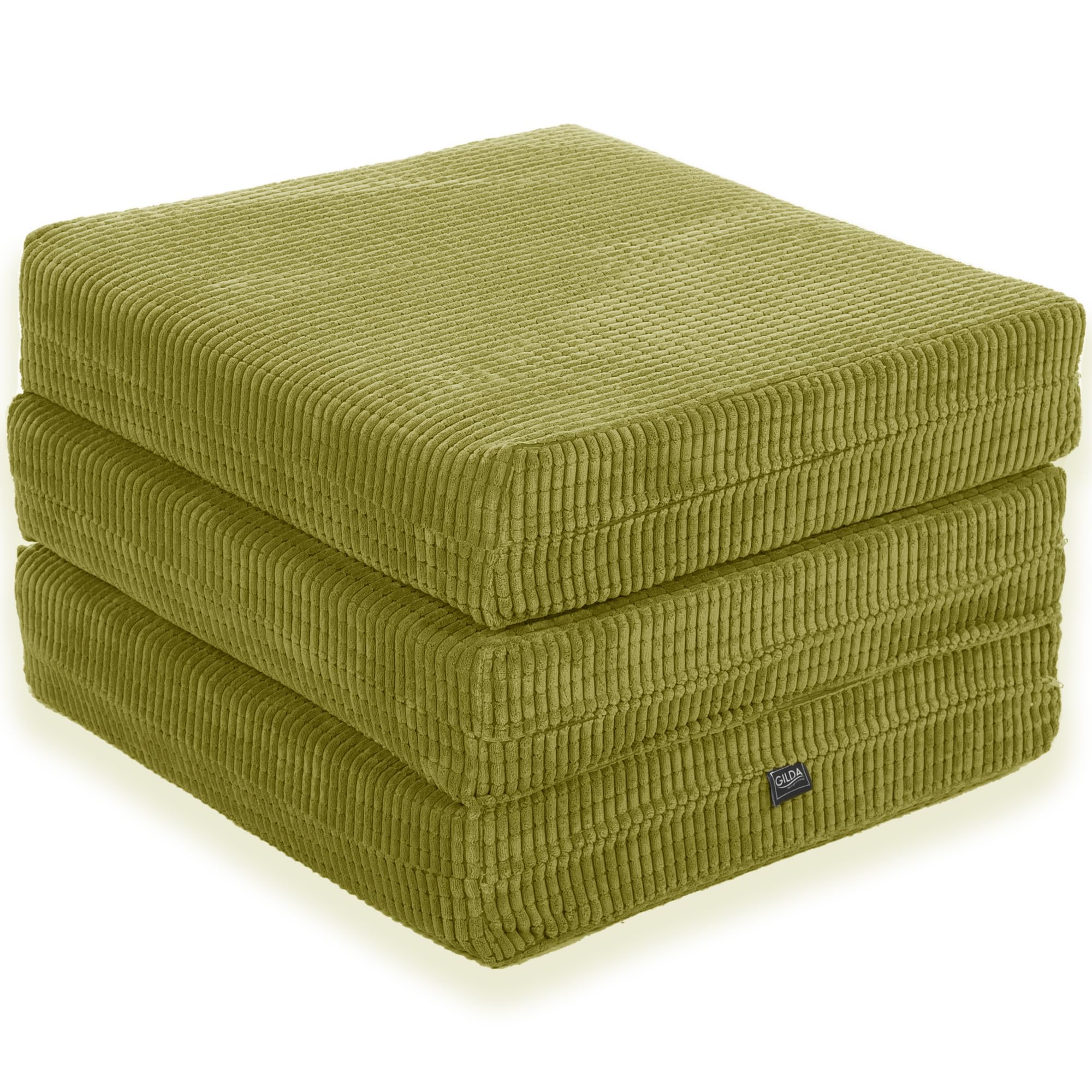 Gilda Adult Z Bed Futon Mattress Chair Footstool Morphing Furniture (4KG Budget Fibre, Lime)