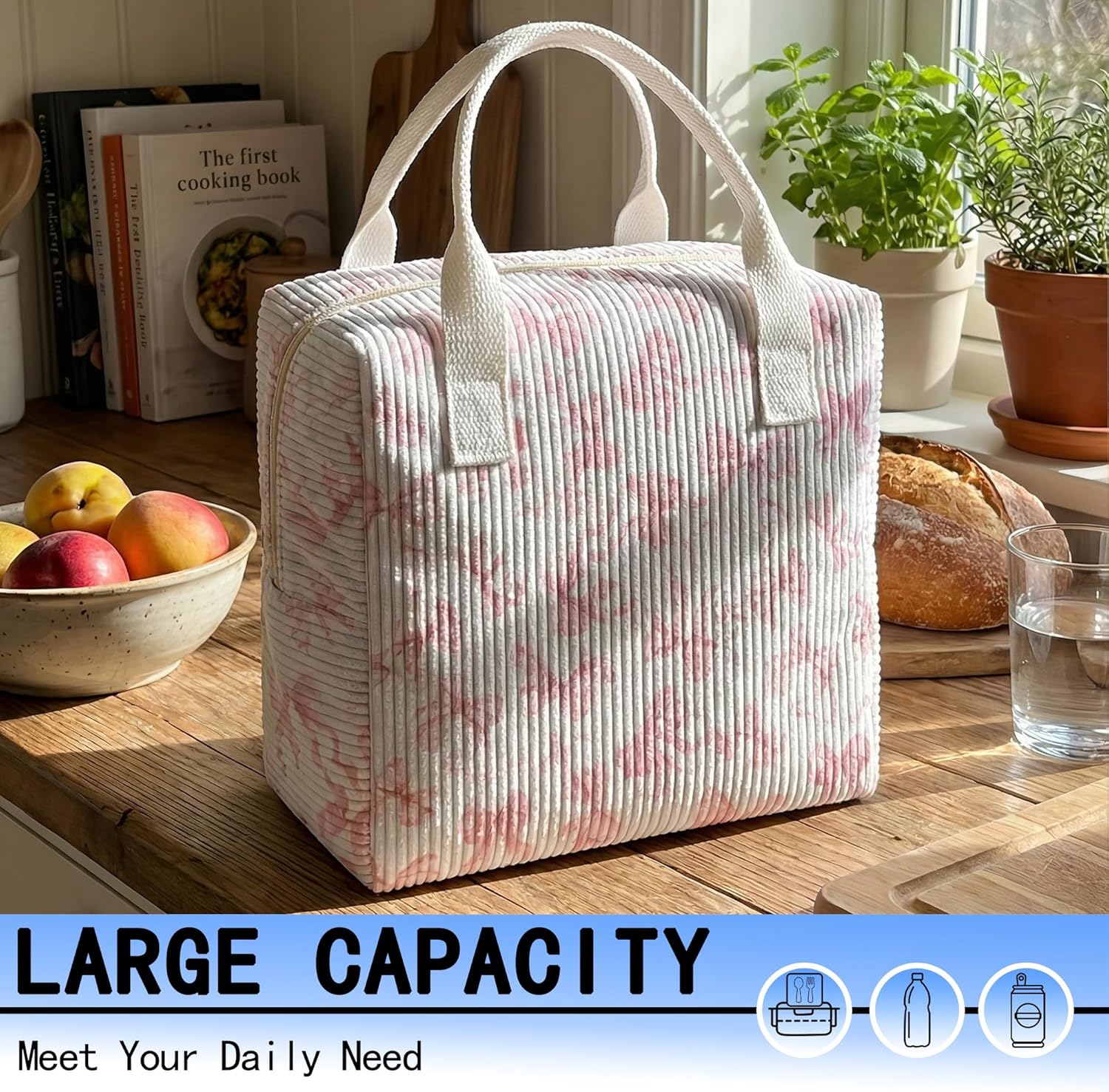 bow lunch box for women and men,insulated fabric lunchbag for work,leakproof adult lunchbox,cooler lunch tote bag for offices college picnic travel outdoor - Image 3