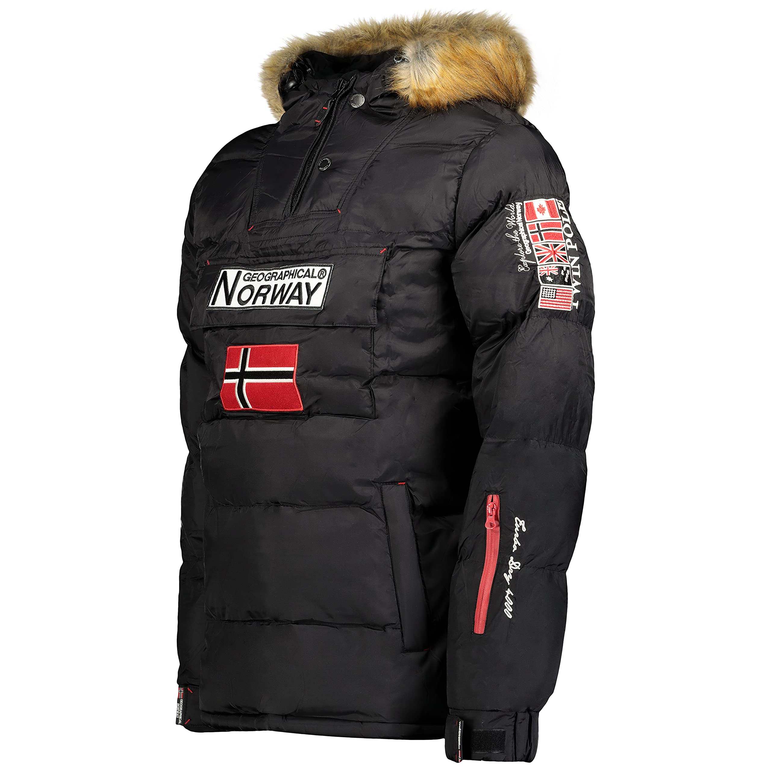 Geographical Norway Bilboquet Men – Parka para hombre, impermeable, gruesa, capucha de piel para exterior, chaqueta cálida, cortavientos, forro exterior, chaqueta para hombre