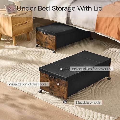 Miniatura 3 de Cajones debajo de la cama con ruedas, tamaño XXXXL, almacenamiento debajo de la cama con ruedas, almacenamiento de madera debajo de la cama,