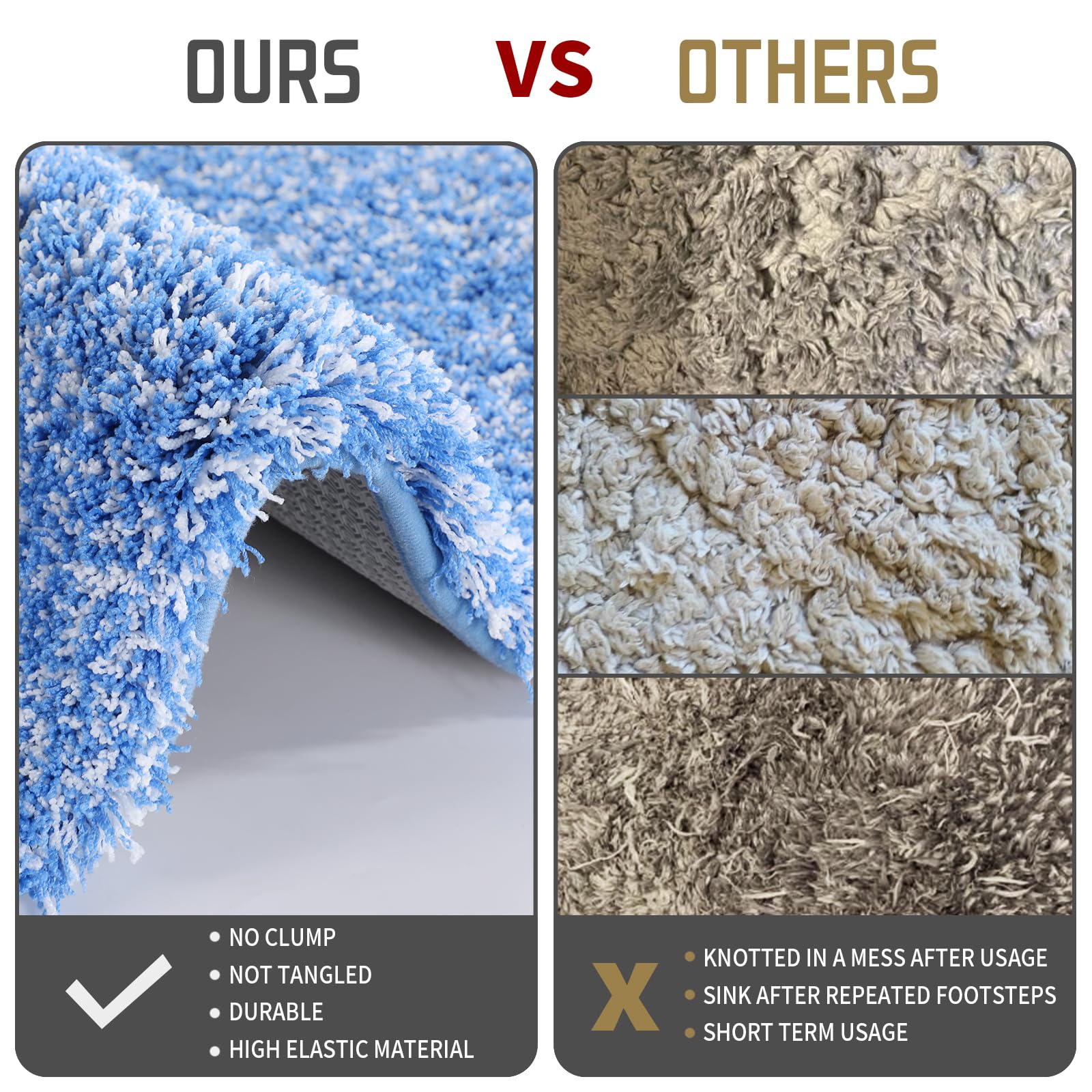 Yimobra Fluffy Plush Bath mat, Super Soft Comfortable Non Slip, Water Absorbent Microfiber Bath Mat, Dries Quickly - Image 3