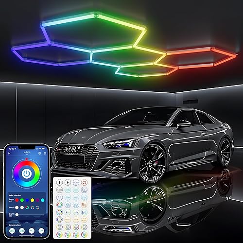 Luces hexagonales RGB con control remoto, modo de sincronización de música y más de 358 colores, luces LED hexagonales para sala de juegos,