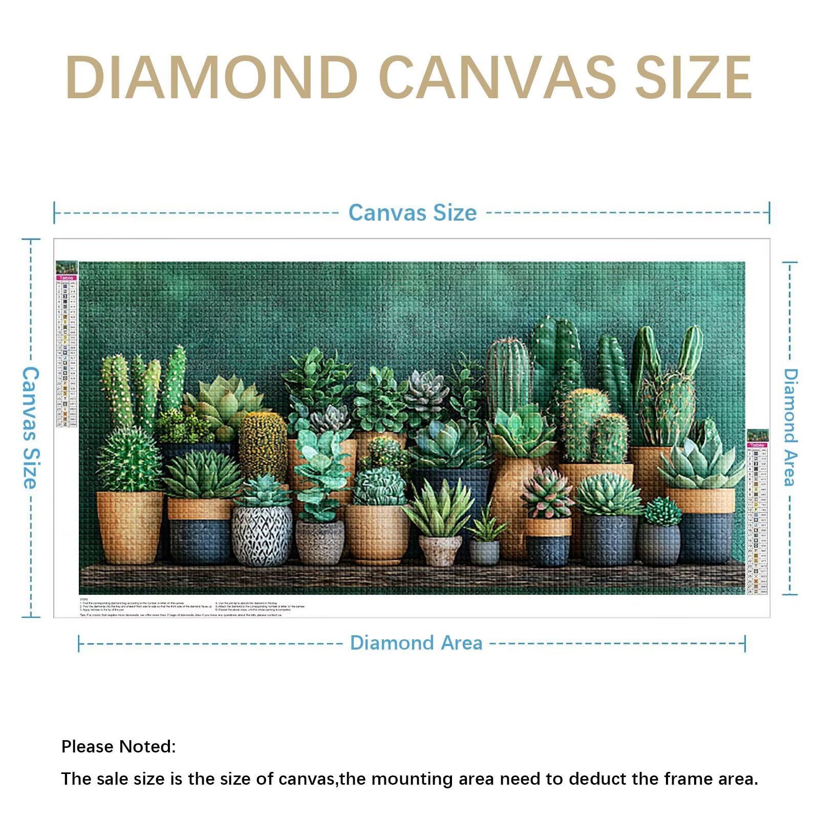 Diamond Painting Grande 120x60cm Cactus Diamond Painting Adultos, DIY Planta Pintura de Diamante Manualidades Adultos, 5D Cuadrado Rhinestone Bordado Punto de Cruz para Home Decoration Regalo 0J-343