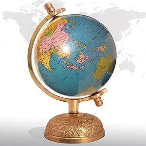 8 Inch Rotating World Globe On Metal Base - Educational Desk Decor Purple