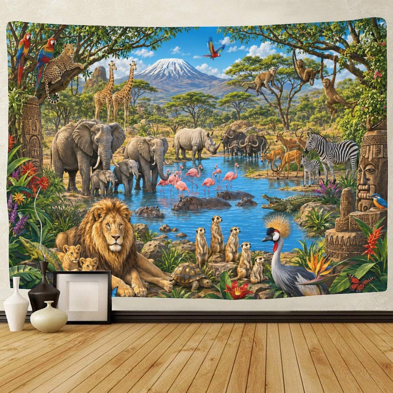 GPMNBCXZK African Savannah Wildlife Animals Wall Tapestry Wall Hanging Decor 3D Print Tapestries Poster Home Decoration Bedroom College Dorm 150cmx200cm